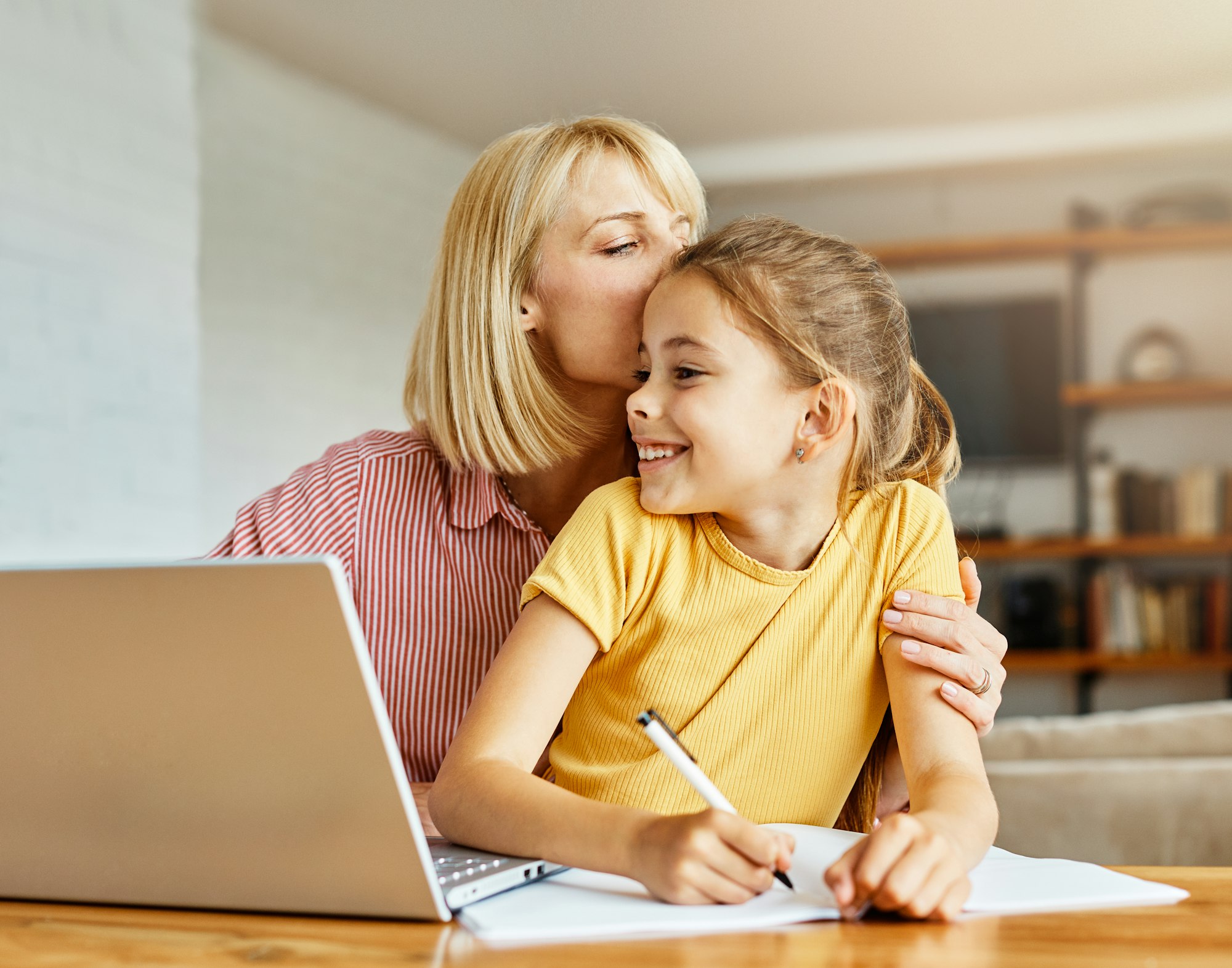 child mother home family homework daughter gir parent education laptop kid teaching childhood woman