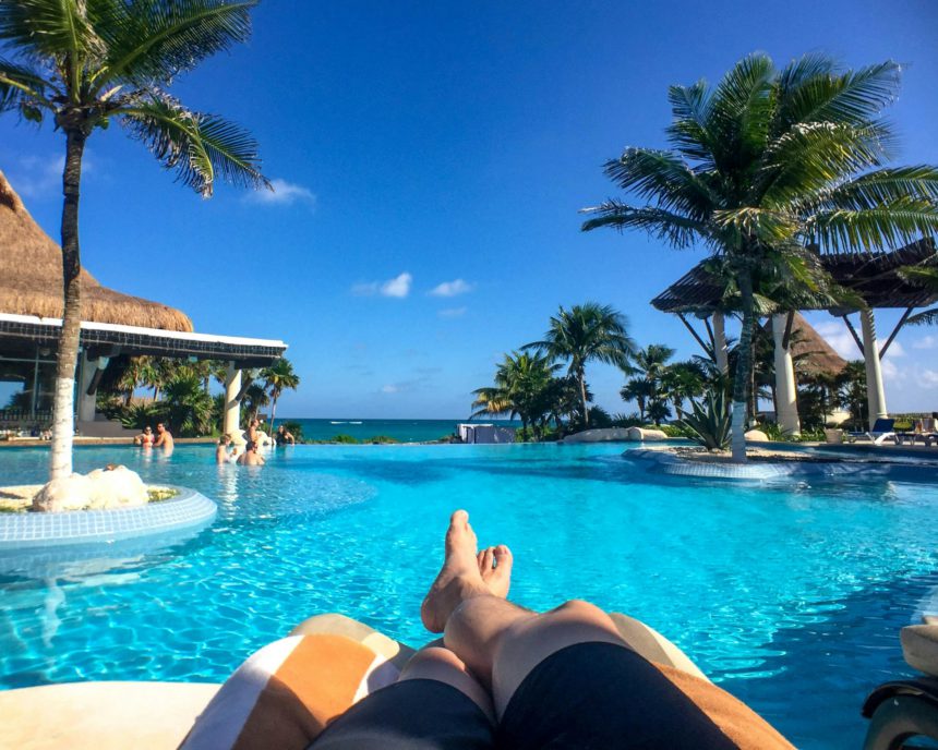 Pool side relaxing vacation in Tulum, Mexico